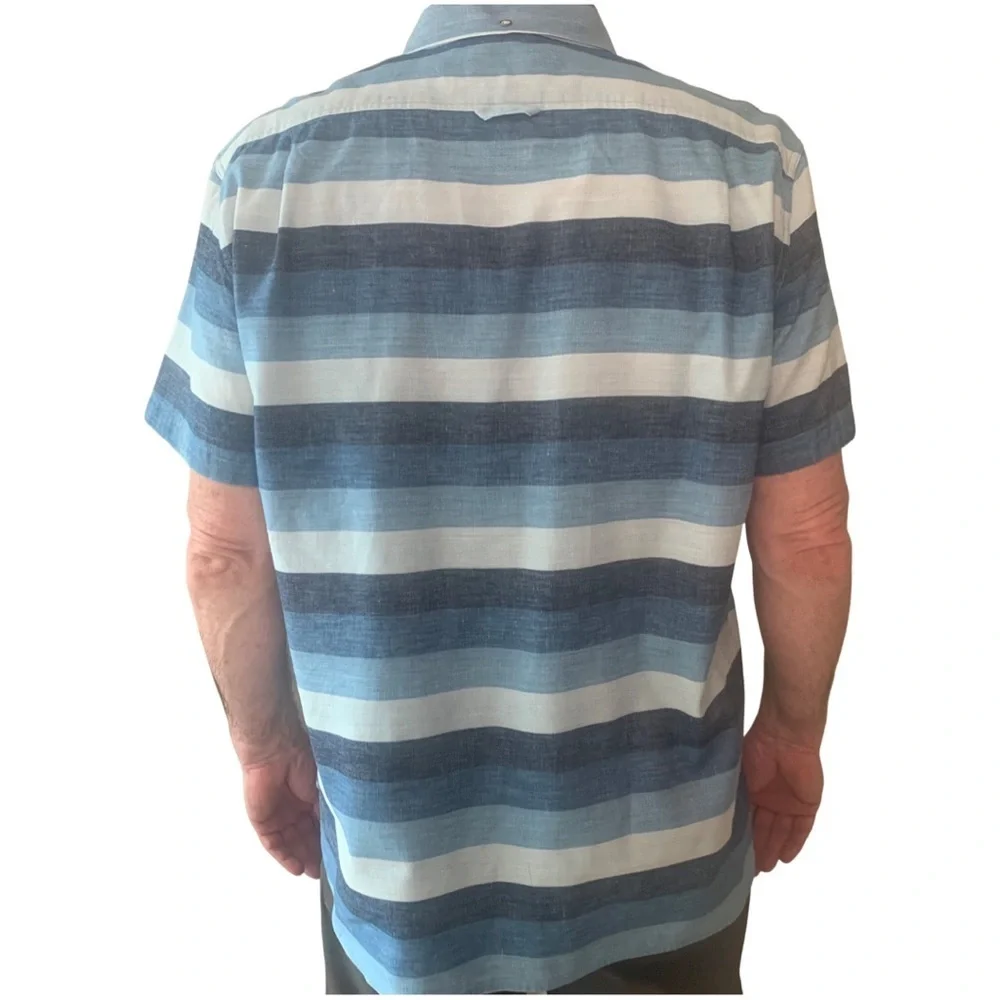 RAG & BONE Linen Blend Striped Button Down Shirt Short Sleeve Collar Casual XL